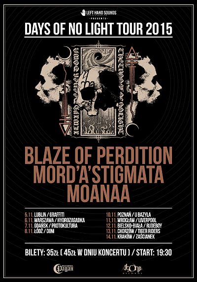 Days Of No Light 2015: BLAZE OF PERDITION, MORD’A’STIGMATA, MOANNA – trasa koncertowa w Polsce