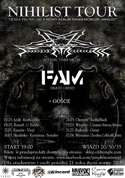 Nihilist Tour 2017 – PANDEMONIUM, F.A.M. & goście