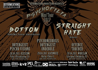 Deformeathing Prod. zaprasza na Psychofilia Mini’Tour 2017 z udziałem BOTTOM i STRAIGHT HATE