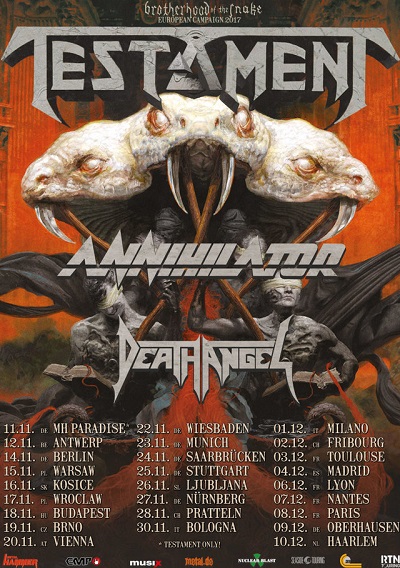 TESTAMENT, ANNIHILATOR & DEATH ANGEL – zagrają razem w Polsce w listopadzie