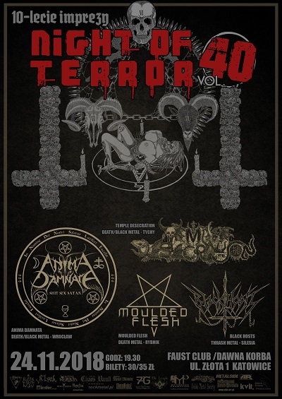 10-lecie Night of Terror już 24 listopada. Zagrają ANIMA DAMNATA, TEMPLE DESECRATION, MOULDED FLESH i BLACK HOSTS