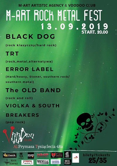 Odbierz darmową wejściówkę na M-ART Rock Metal Fest – BLACK DOG, TRT, ERROR LABEL, THE OLD BAND, VIOLKA & SOUTH BREAKERS – VooDoo Club, Warszawa [Zakończony]