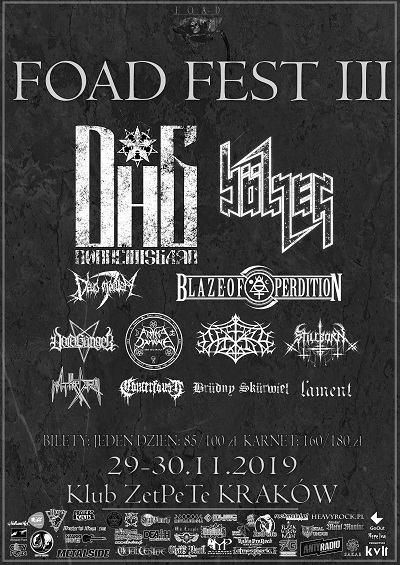 FOAD Fest 3 – już w listopadzie – DEUS MORTEM, VOIDHANGER, STILLBORN, OUTRE, BRUDNY SKURWIEL, CANCERFAUSTSOBOTA, DODHEIMSGARD, BOLZER, ANIMA DAMNATA, BLAZE OF PERDITION, MATTERHORN, LAMENT