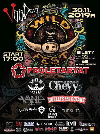 III edycja Wild Fest 2019 – PROLETARYAT, WILD PIG, ŁUKASZ DRAPAŁA & CHEVY, VANE, BULLETS AND OCTANE (USA), DISPELLED REALITY, SHUT THE MONKEY, THE SUITS – VooDoo Club, Warszawa