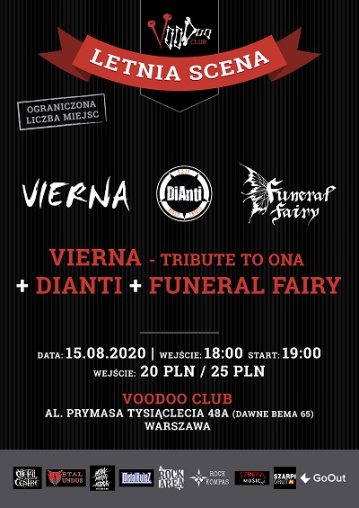 Koncert VIERNA – Tribute to O.N.A, DIANTI, FUNERAL FAIRY na Letniej Scenie VooDoo