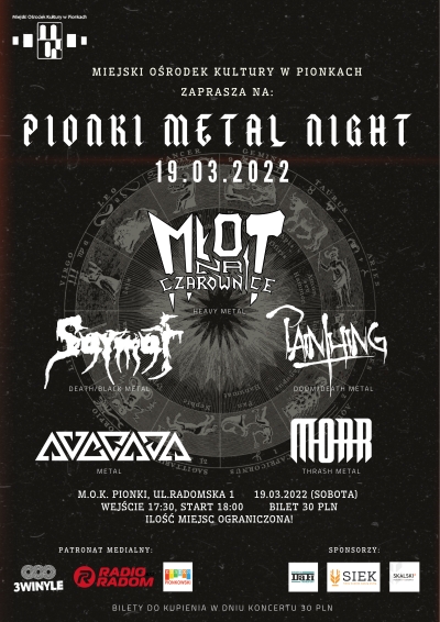 Pionki Metal Night – AVERSJA, SARMAT, MŁOT NA CZAROWNICE, PAINTHING, MORR