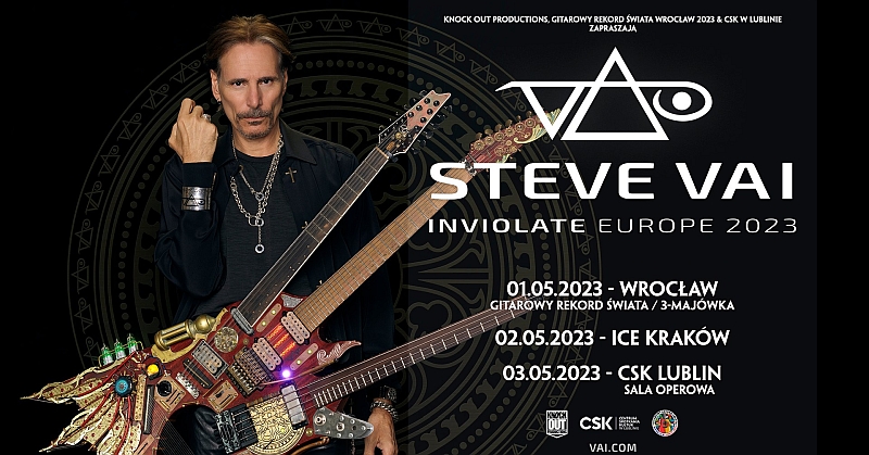 STEVE VAI zagra trzy koncerty w Polsce w ramach trasy „Inviolate Europe Tour 2023”