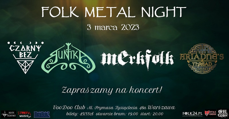 Kolejna edycja Folk Metal Night w Warszawie – CZARNY BEZ, RUNIKA, MERKFOLK, ARIADNE’S THREAD