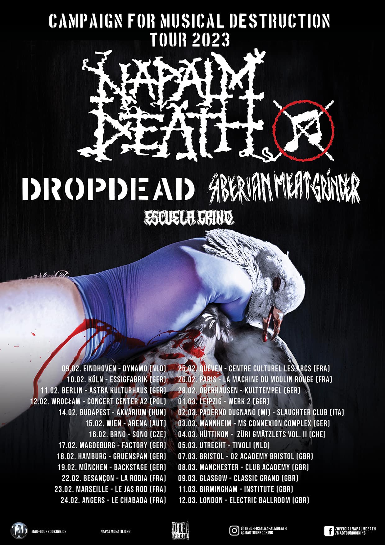 NAPALM DEATH, DROPDEAD, SIBERIAN MEAT GRINDER Tour 2023