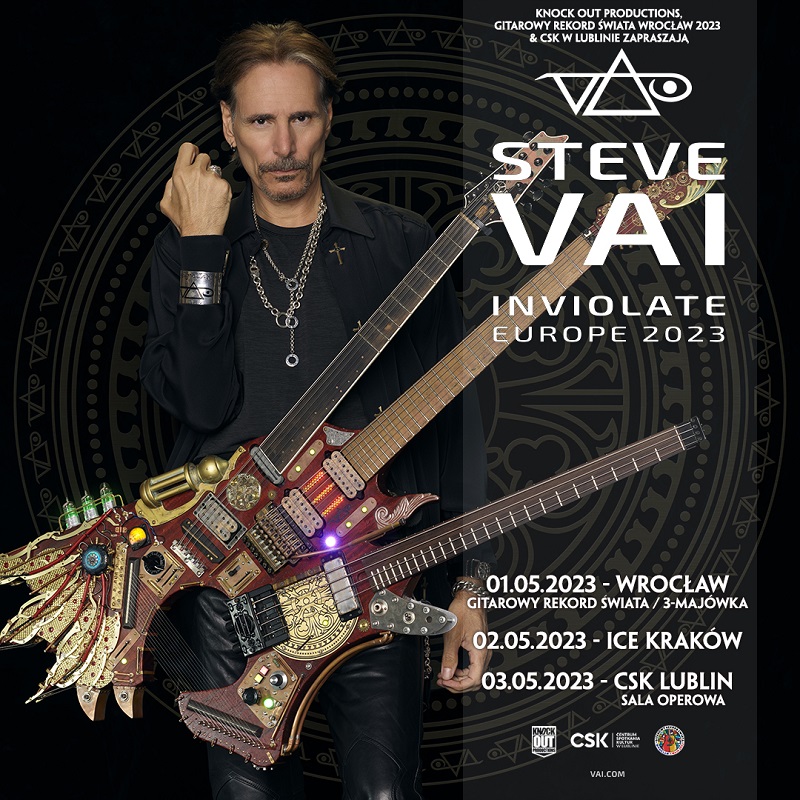 STEVE VAI w ramach trasy „Inviolate Europe Tour 2023” zagra we Wrocławiu, Krakowie i w Lublinie, w którym wysprzedano bilety