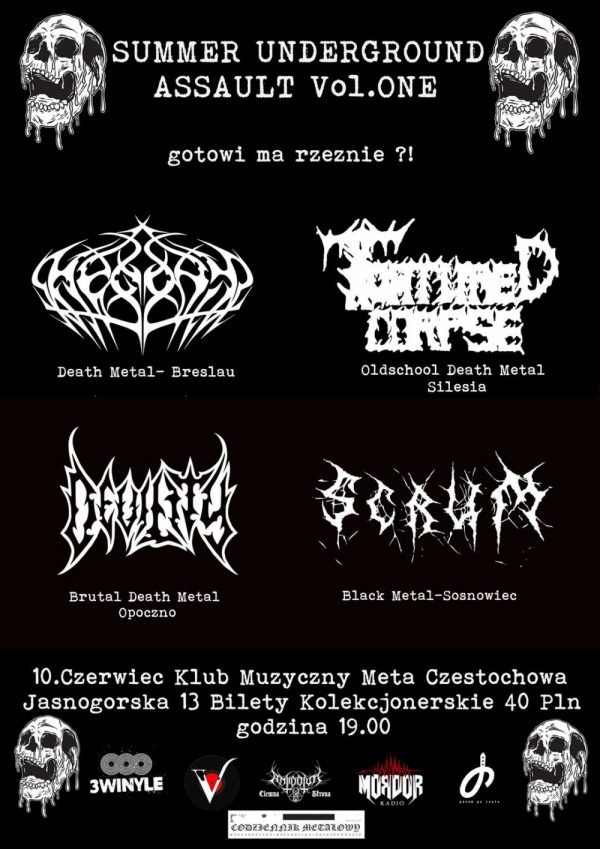 Summer Underground Assault – SCRUM + DEVILITY + TORTURED CORPSE + HEGONY – Klub Muzyczny Meta, Częstochowa